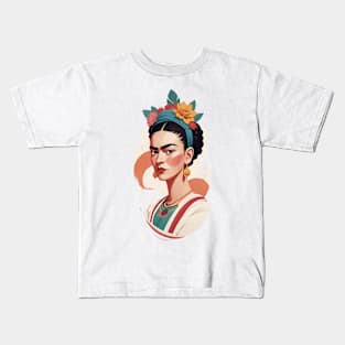 Frida's Kaleidoscopic Vision: Colorful Illustration Kids T-Shirt